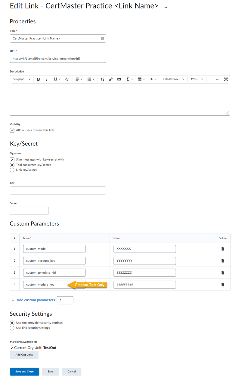 Configuring CertMaster Practice In D2L Brightspace (LTI 1.1) – CompTIA