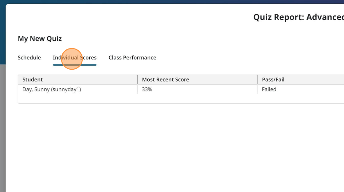 Screenshot of individual scores. 