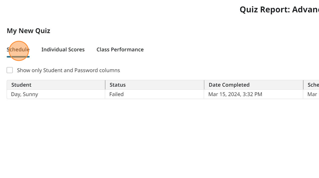 Screenshot of schedule.