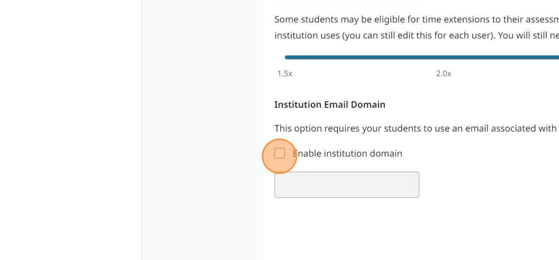 Screenshot showing Enable Institution domain.