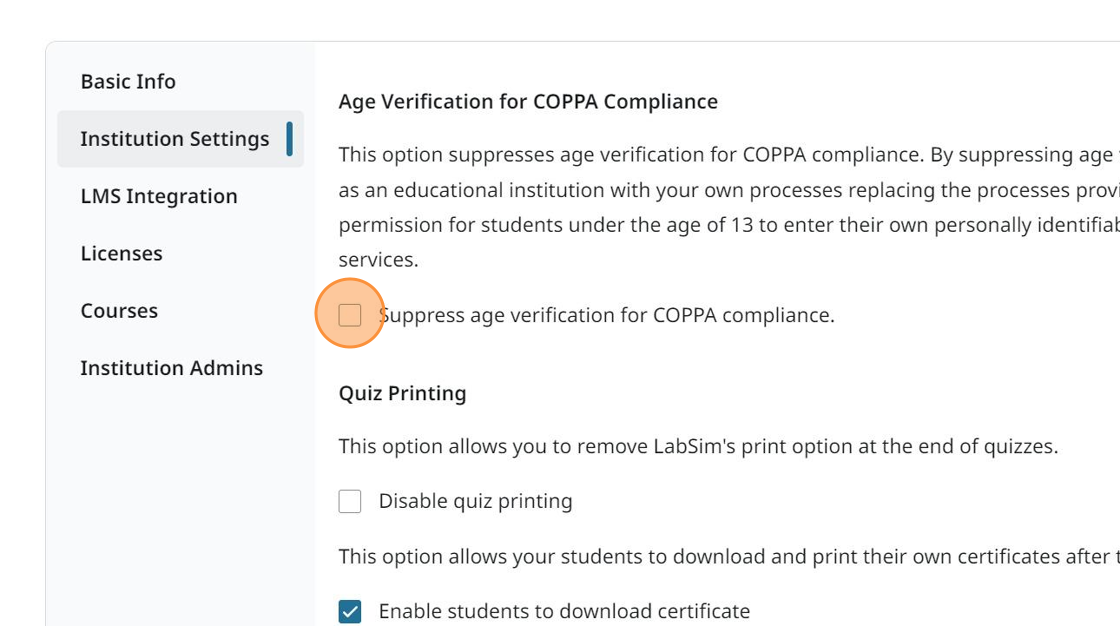 Screenshot showing checkbox.