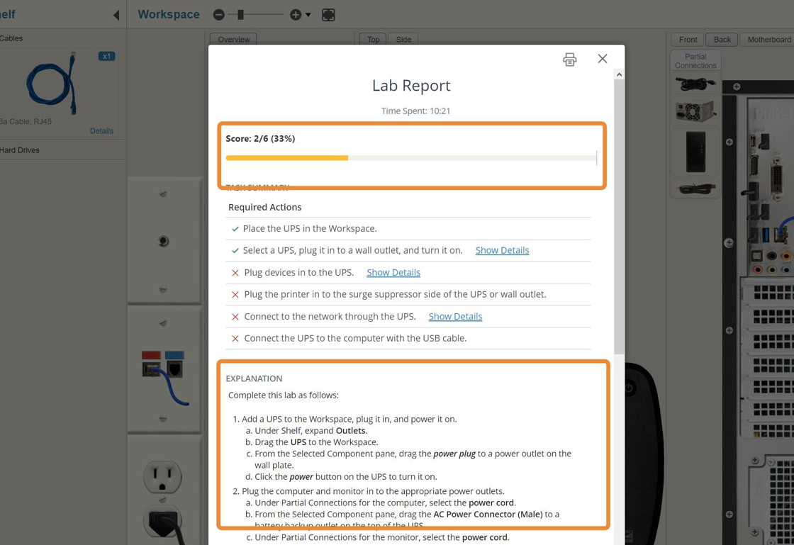 Screenshot showing Lab Report.