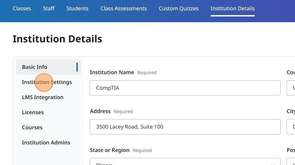 Screenshot showing Campus settings.