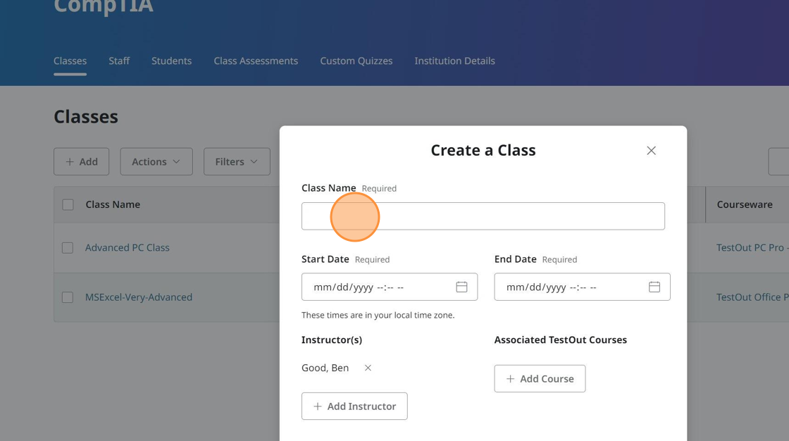Create a Class – CompTIA
