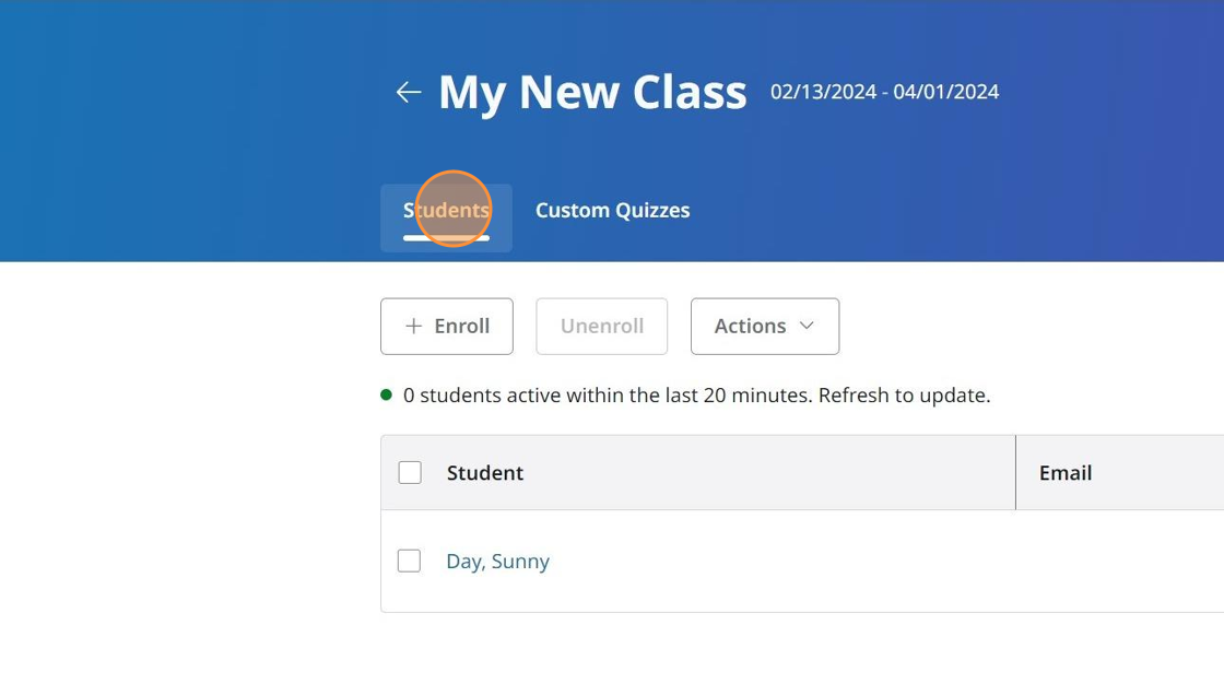 Screenshot showing Student tab.