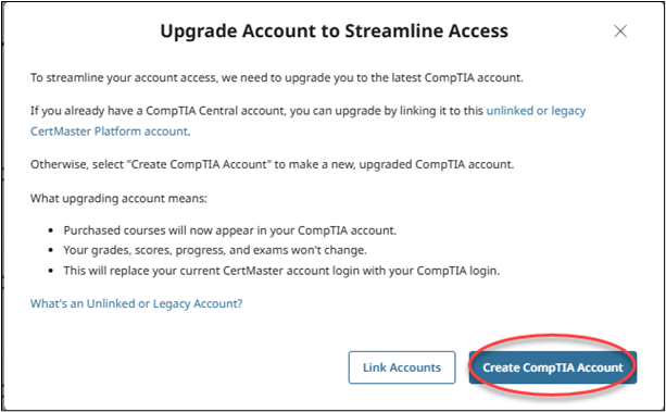Upgrade Account to Streamline Access pop-up